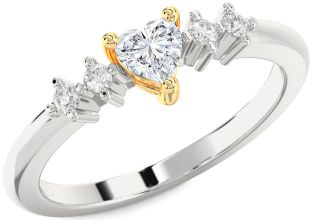 Diamond Silver & 10K gold Heart Promise Ring