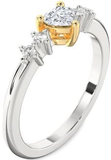 Diamond Silver & 10K gold Heart Promise Ring