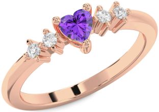 Diamond Amethyst Rose Gold Heart Promise Ring