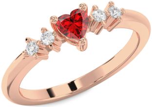 Diamond Ruby Rose Gold Heart Promise Ring