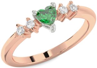 Diamond Emerald White Rose Gold Heart Promise Ring
