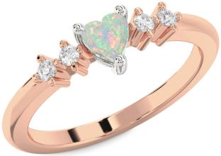 Diamond Amethyst Platinum & Rose Gold Heart Promise Ring