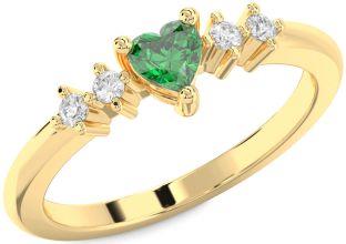 Diamond Emerald Gold Heart Promise Ring