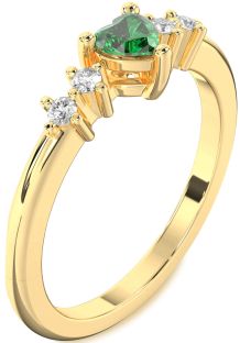 Diamond Emerald Gold Heart Promise Ring
