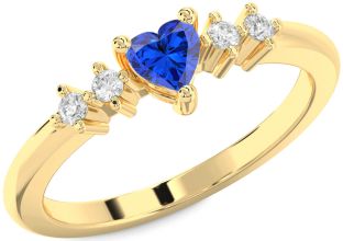 Diamond Blue Sapphire Gold Silver Heart Promise Ring