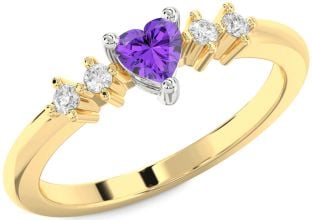 Diamond Amethyst Platinum & Yellow Gold Heart Promise Ring