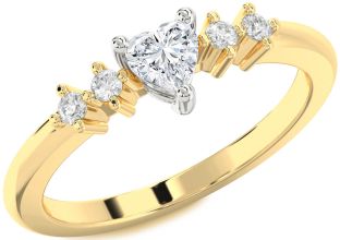 Diamond White Yellow Gold Heart Promise Ring
