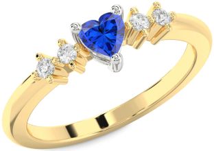 Diamond Blue Sapphire Gold Silver Heart Promise Ring
