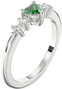 Diamond Emerald White Gold Heart Promise Ring