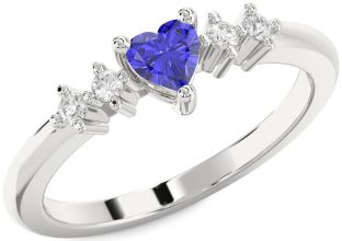 Diamond Amethyst Platinum Heart Promise Ring