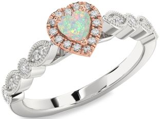 Diamond Amethyst Platinum & Rose Gold Heart Promise Ring