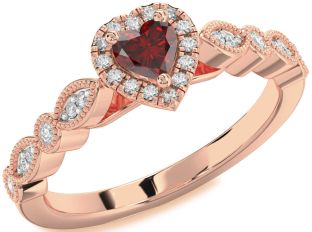 Diamond Amethyst Rose Gold Heart Promise Ring