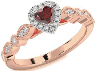 Diamond Amethyst Platinum & Rose Gold Heart Promise Ring