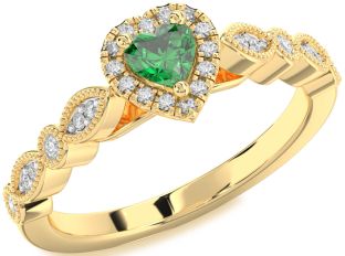 Diamond Emerald Gold Heart Promise Ring