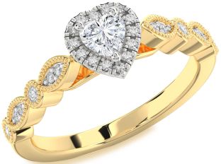 Diamond White Yellow Gold Heart Promise Ring