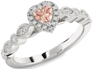 Diamond Amethyst Platinum Heart Promise Ring