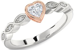 Diamond White Rose Gold Heart Promise Ring