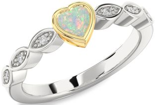 Diamond Amethyst Platinum & Yellow Gold Heart Promise Ring