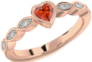 Diamond Amethyst Rose Gold Heart Promise Ring