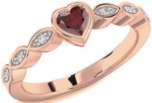 Diamond Amethyst Rose Gold Heart Promise Ring