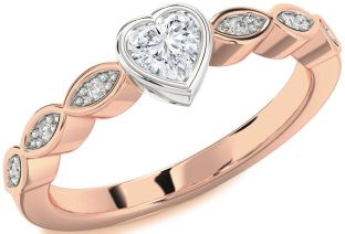 Diamond White Rose Gold Heart Promise Ring