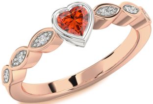 Diamond Amethyst Platinum & Rose Gold Heart Promise Ring