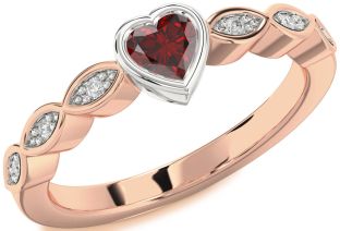 Diamond Amethyst Platinum & Rose Gold Heart Promise Ring