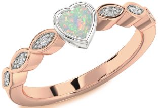 Diamond Amethyst Platinum & Rose Gold Heart Promise Ring