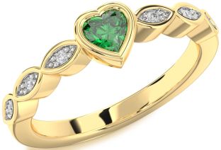 Diamond Emerald Gold Heart Promise Ring