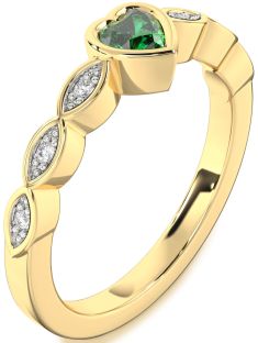 Diamond Emerald Gold Heart Promise Ring