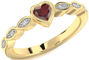Diamond Amethyst Gold Heart Promise Ring