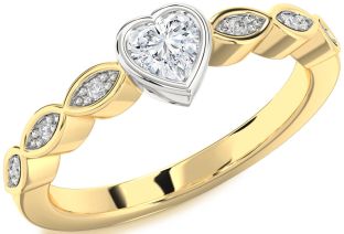Diamond White Yellow Gold Heart Promise Ring