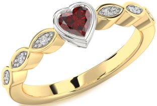 Diamond Amethyst Platinum & Yellow Gold Heart Promise Ring