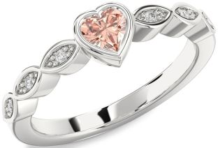 Diamond Amethyst Platinum Heart Promise Ring