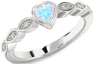Diamond Amethyst Silver Heart Promise Ring