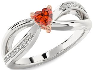 Diamond Amethyst Platinum & Rose Gold Heart Promise Ring