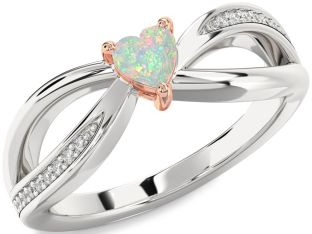 Diamond Amethyst Platinum & Rose Gold Heart Promise Ring