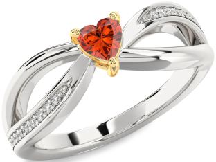 Diamond Amethyst Platinum & Yellow Gold Heart Promise Ring