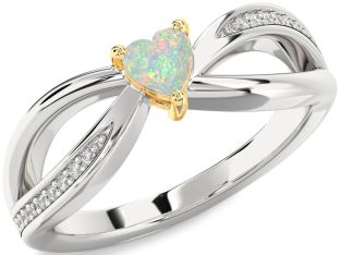 Diamond Amethyst Platinum & Yellow Gold Heart Promise Ring