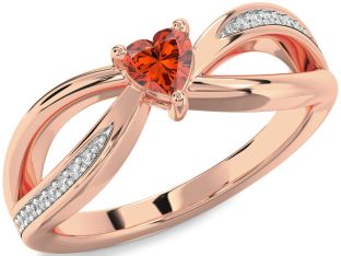 Diamond Amethyst Rose Gold Heart Promise Ring
