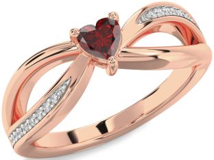 Diamond Amethyst Rose Gold Heart Promise Ring