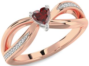Diamond Amethyst Platinum & Rose Gold Heart Promise Ring