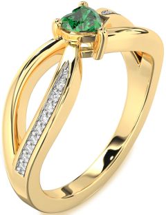 Diamond Emerald Gold Heart Promise Ring