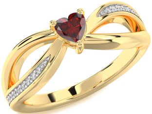 Diamond Amethyst Gold Heart Promise Ring