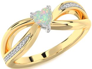 Diamond Amethyst Platinum & Yellow Gold Heart Promise Ring