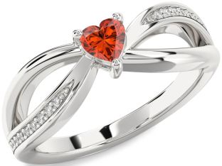 Diamond Amethyst Platinum Heart Promise Ring