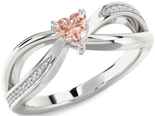 Diamond Amethyst Platinum Heart Promise Ring