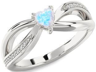 Diamond Amethyst Silver Heart Promise Ring