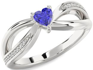 Diamond Amethyst Platinum Heart Promise Ring