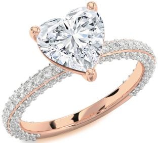 Diamond Rose Gold Heart Solitaire Pave Engagement Ring
